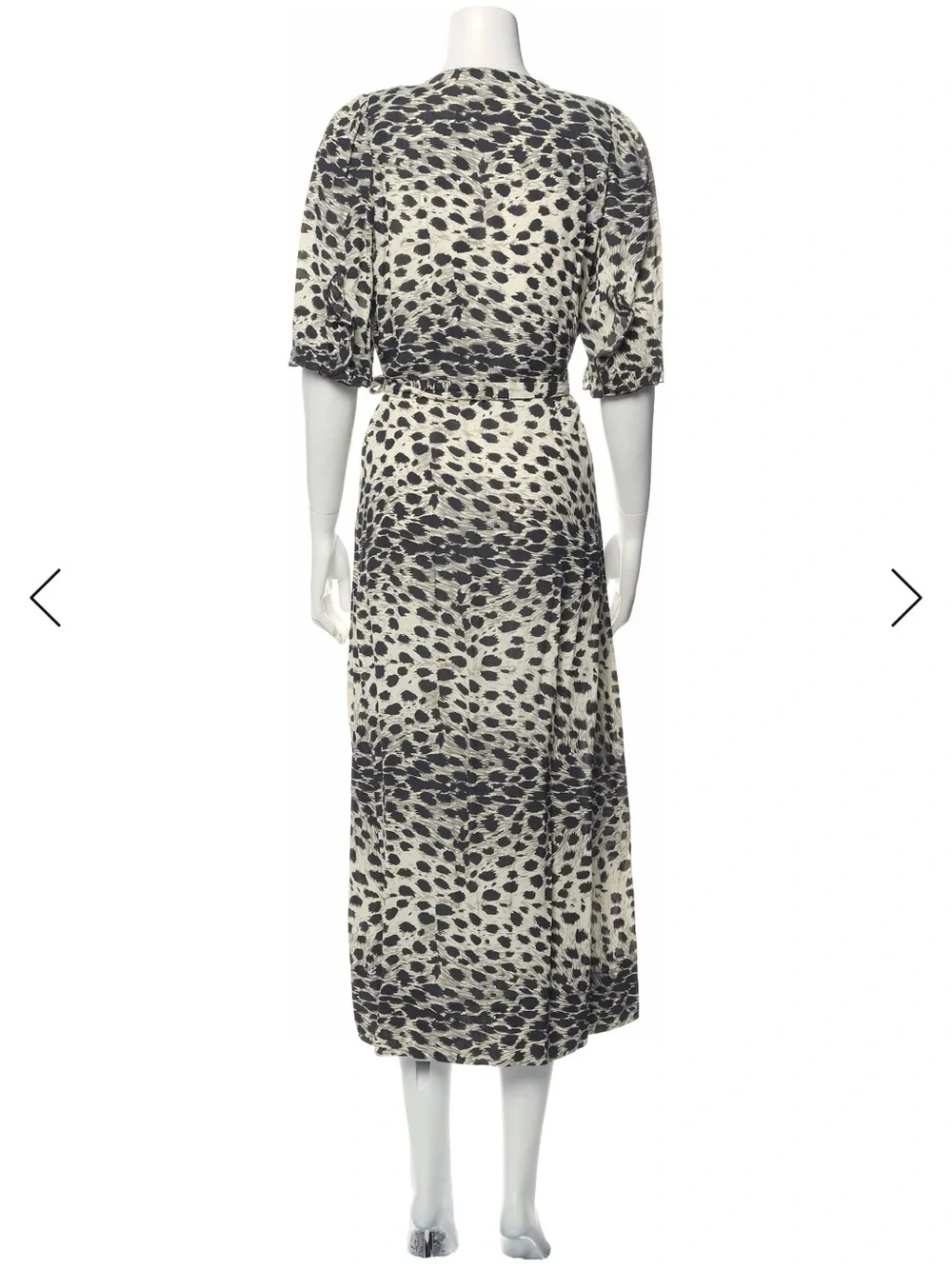 Sea New York Black and Cream Print Midi Wrap Dress